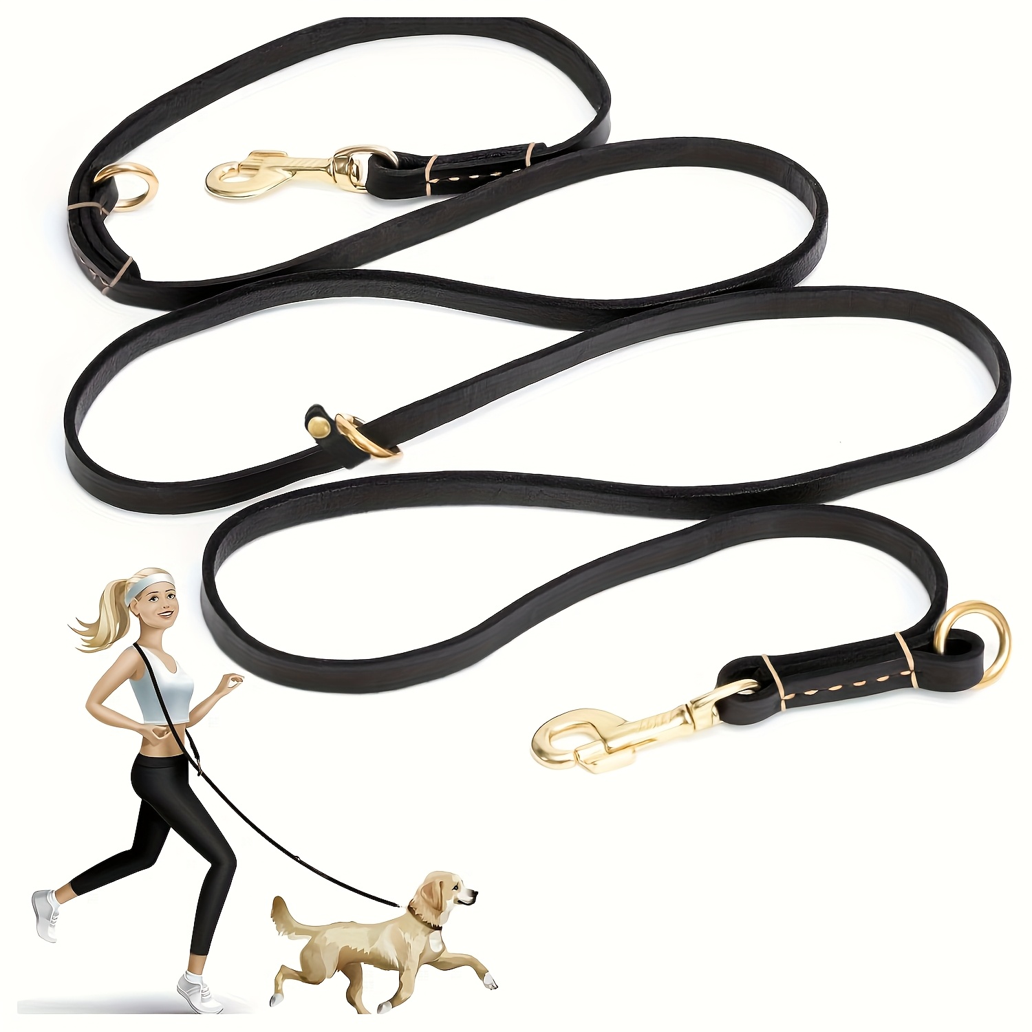 Multi-Function Dog Leash, 8-Foot Hands-Free Double-Ended Design