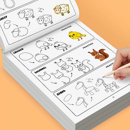 1 book of 32 pages how to draw animals childrens book step by step drawing and coloring activity book adventure for focus and skills suitable for home and school