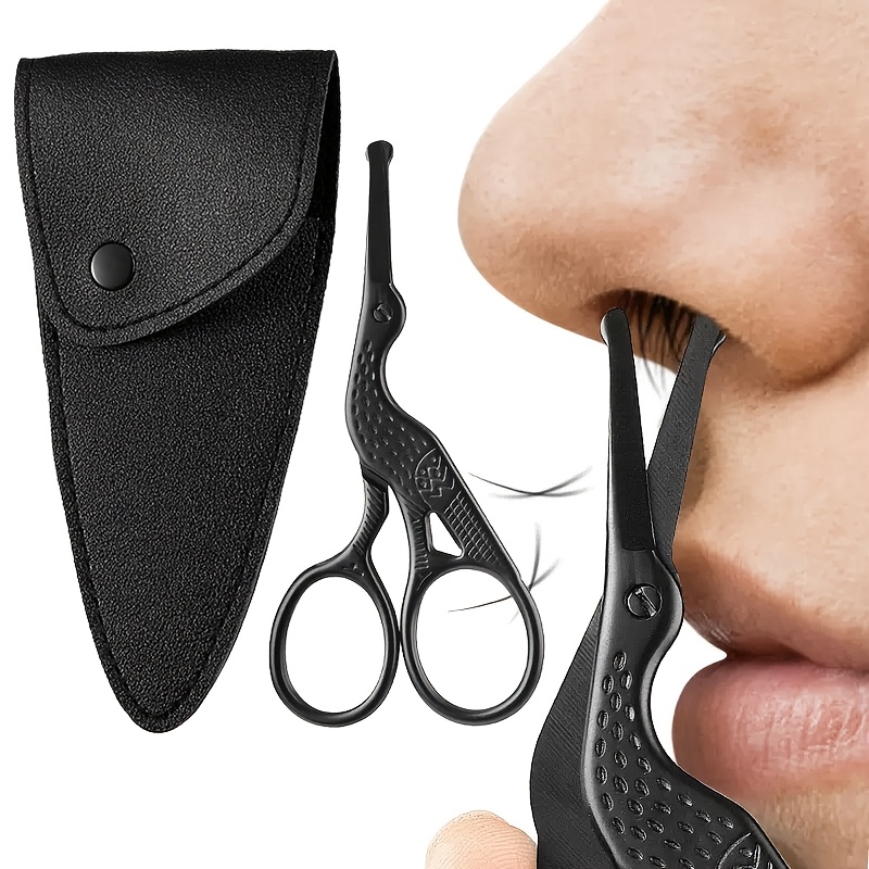 TEMU 2pcs High-quality Stainless Steel Beard Scissors Set: Round-tip Scissors + Black Storage Pouch. Safe Round-tip Beard Scissors, -style