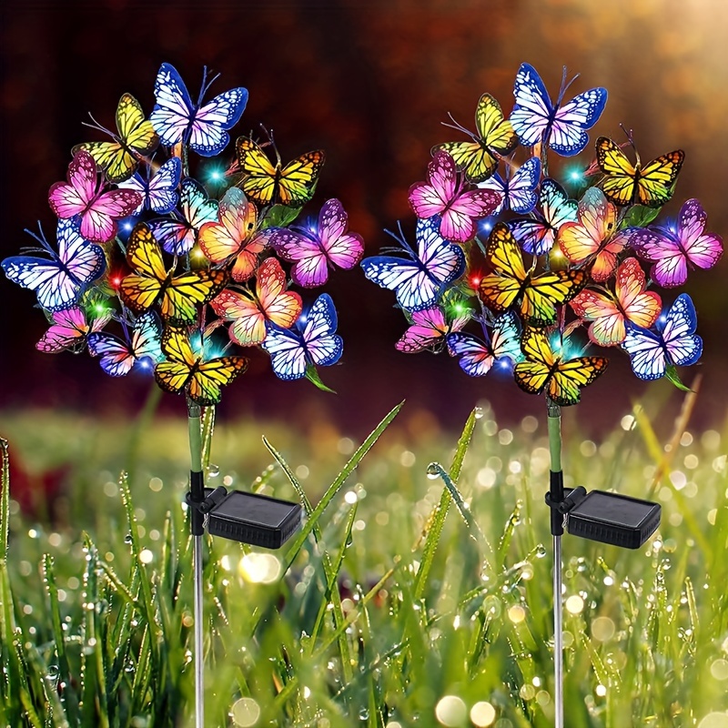 TEMU Solar Garden Lights In Of Butterflies - Rated For Outdoor Use, Perfect For Festive Decorations. Ideal For Enhancing The Ambiance Of Gardens,