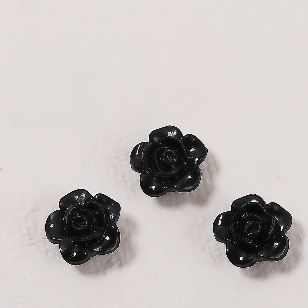 TEMU Petites fleurs noires de 1,2 cm / 0,472 po, 100/200 pièces, pour la fabrication de bracelets, , boucles d'oreilles, etc., avec une fabrication