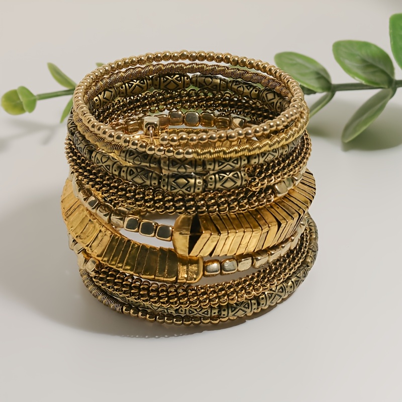 Image of Vintage Tribal And Vacation Adjustable Wrap Bracelet With Ethnic Patterns, Suitable For Daily & Party, Carnival Accessory (distressed Finish Spots Normal) (beaded Design ), For Teenager