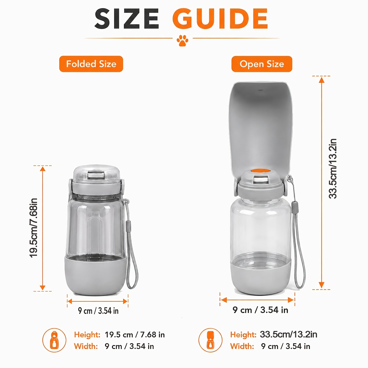 dual purpose 520ml water 150ml food portable dog water bottle leak proof pet travel water bottle with food bowl collapsible   dispenser essential for outdoor travel dog water bottle Product details 1