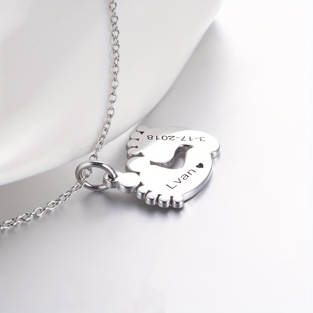 Personalized Custom Name Footprint Pendant Necklace