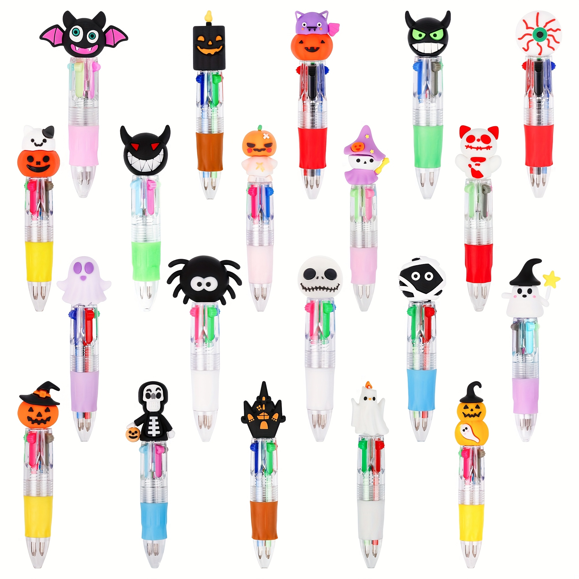 TEMU Set Of 24 Halloween-themed Pens In Colors - Includes A Pack Of 4 Adorable Ballpoint Pens - Ideal For Birthday Celebrations - Great Fun Gifts,