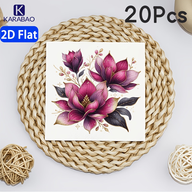 TEMU 2d Flat 20pcs/40pcs/60pcs Pack Language Series Napkins, Exquisite Floral Patterns, Elegant Blooming, Suitable For Daily Use And Gifting. 2-ply