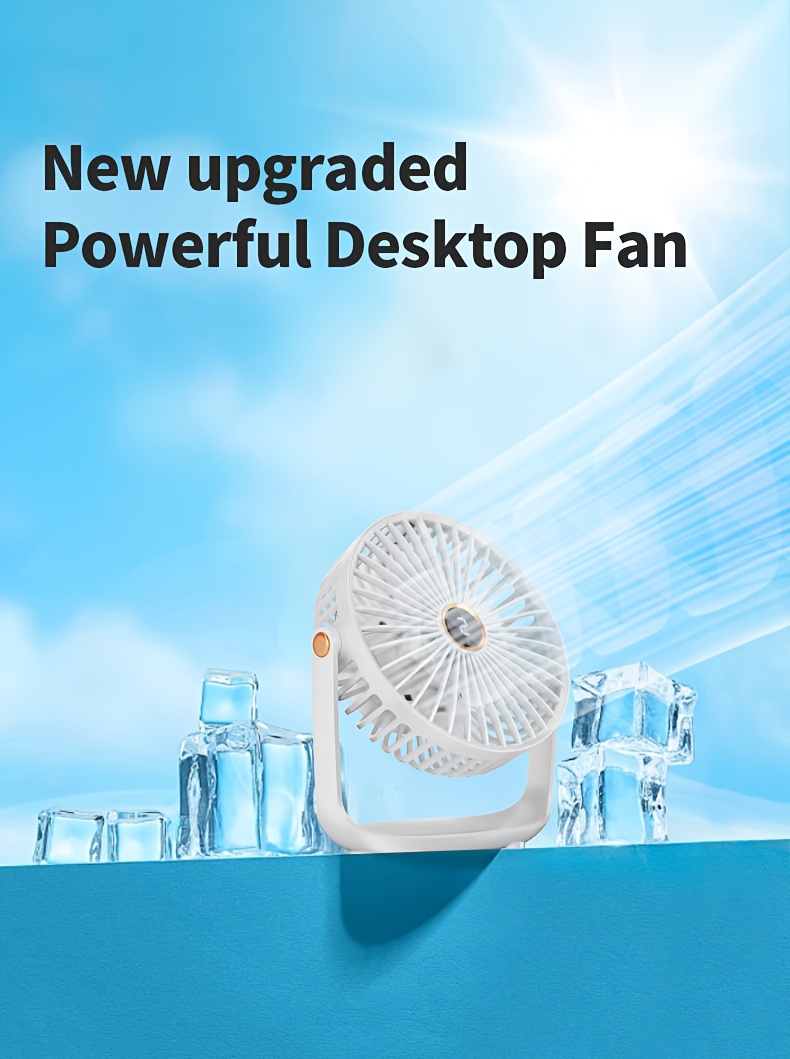 jkuoo portable desktop fan with 360 rotation quiet brushless motor 5 speed adjustable settings night light feature usb charging for long   ideal for   camping fishing details 0