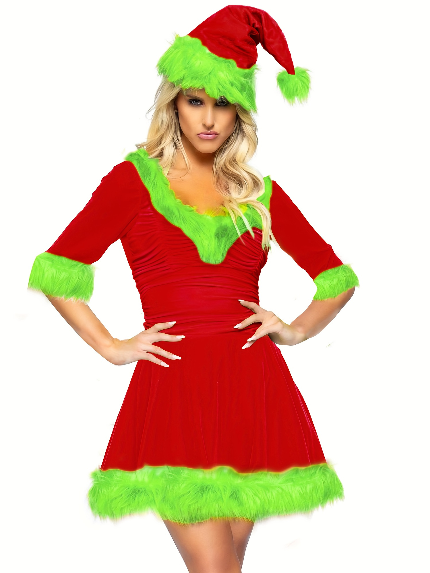 green christmas santa dress 1930s Velvet Evening Dress main image 0
