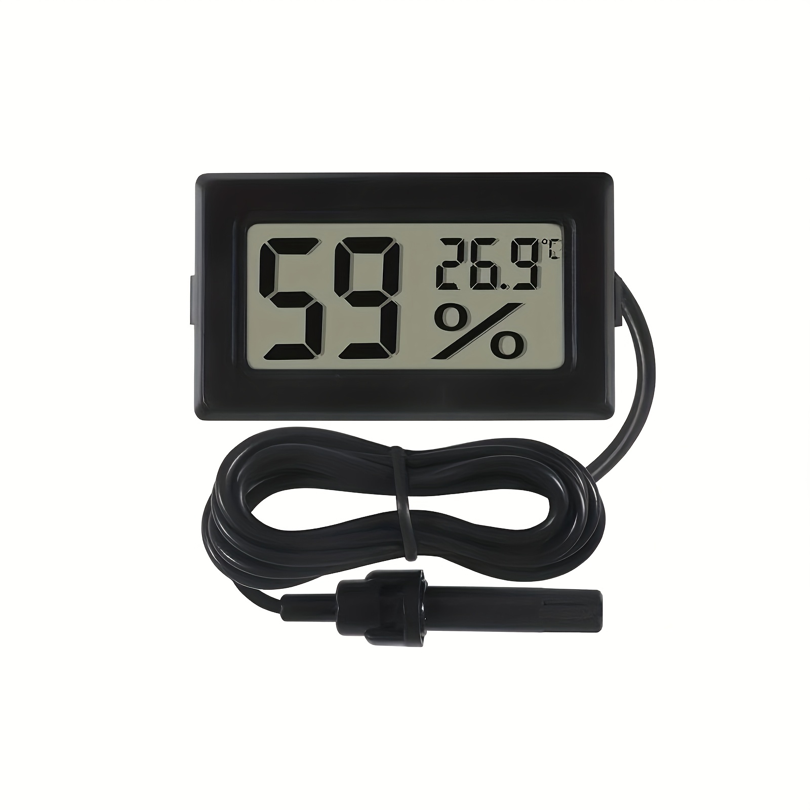 1 2 4pcs of mini digital thermometers and hygrometers with probes featuring an lcd display that shows temperature in   suitable for reptiles jars guitar cases greenhouses gardens   refrigerators closets and more 1pc   0