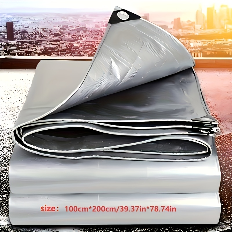 TEMU Bâche argentée robuste, toile d'ombrage, couverture de protection extérieure multifonctionnelle, grande bâche flexible multi-tailles haute