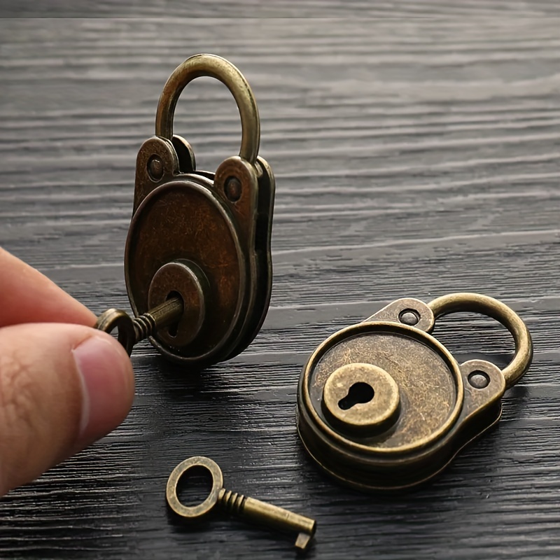 

Vintage Style Miniature Luggage Lock With Bronze Finish And Key - Home Decor, Locks & Latches