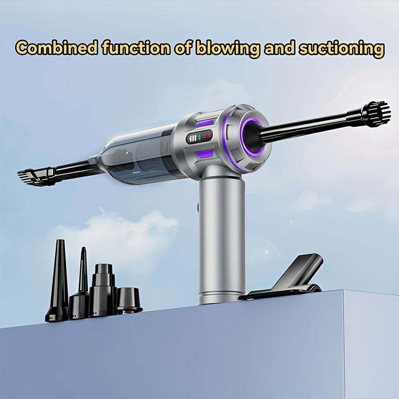 TEMU 1pc Mini Wireless Car Vacuum Cleaner, Handheld Portable Air Compression Duster, 2-in-1 Blowing & Suction Car Blower, For Car And Home, Equipped