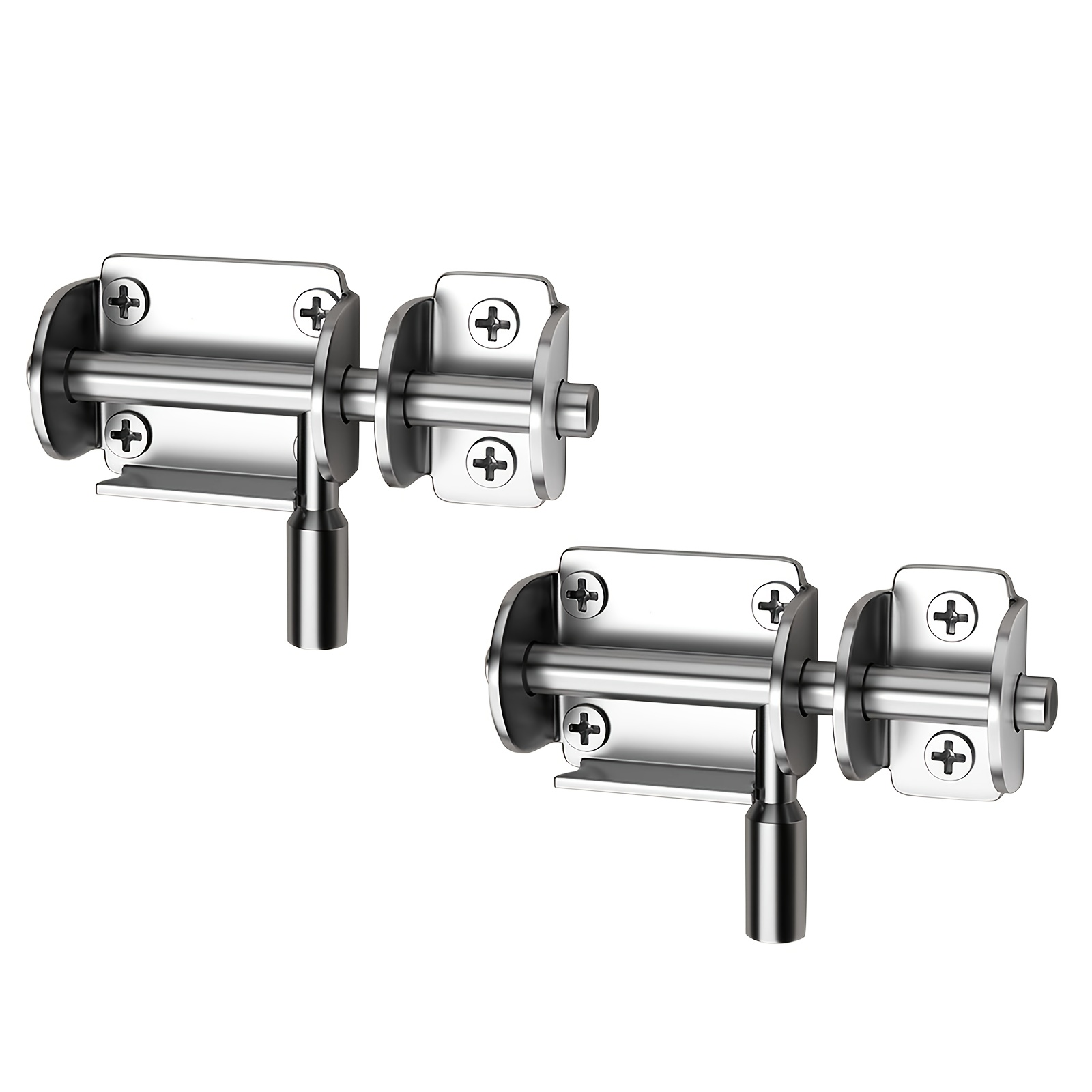 TEMU 2-pack Black/silvery Home Hardware Sliding Stainless Steel Sliding Lock, Safe And Durable Latch, Practical Latch, Toilet, Dog Cage Insert Lock,