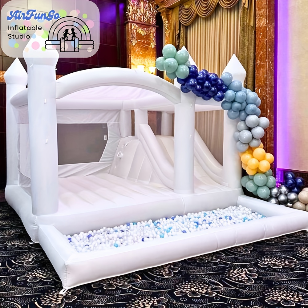 white bounce house kids adults slide pit air blower - Temu