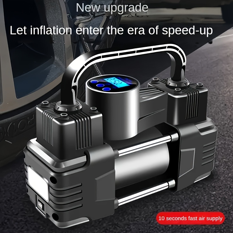 TEMU 12v 150 Psi Air Compressor Tire Inflator Portable Powerful Dual Cylinder Air Pump, Used For Car Tires, Car Additions, Automatic Tire Pump, With