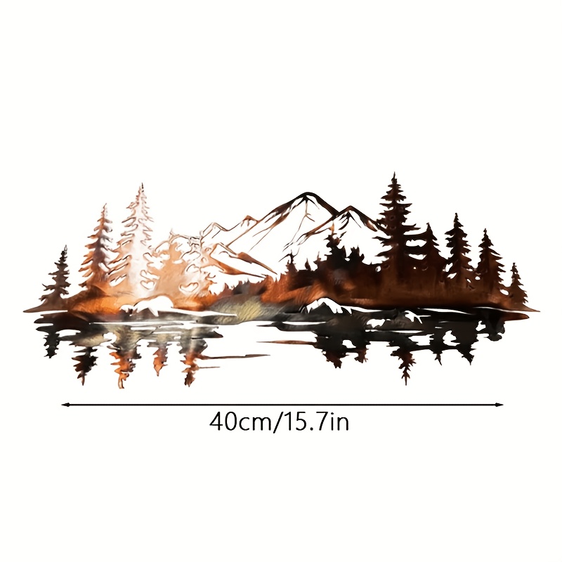 TEMU 1pc Of Landscape Reflection Metal Wall Sculpture, Natural Scenery Metal Wall Hanging, Perfectly Suitable For Cabin And Rustic-style Homes