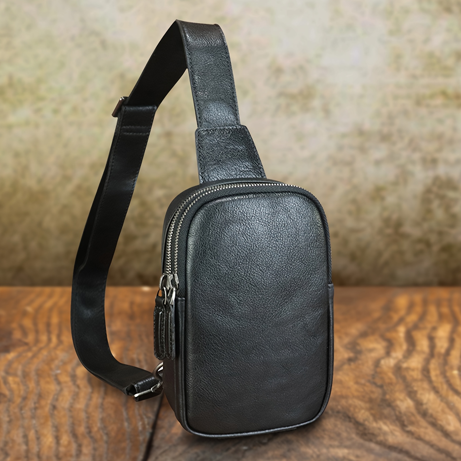 genuine leather small sling bag women men genuine - Temu Bahrain display picture 1