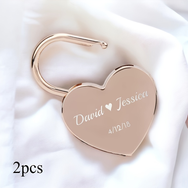 Custom Heart-Shaped Wedding Locks, Engrave Names & Dates