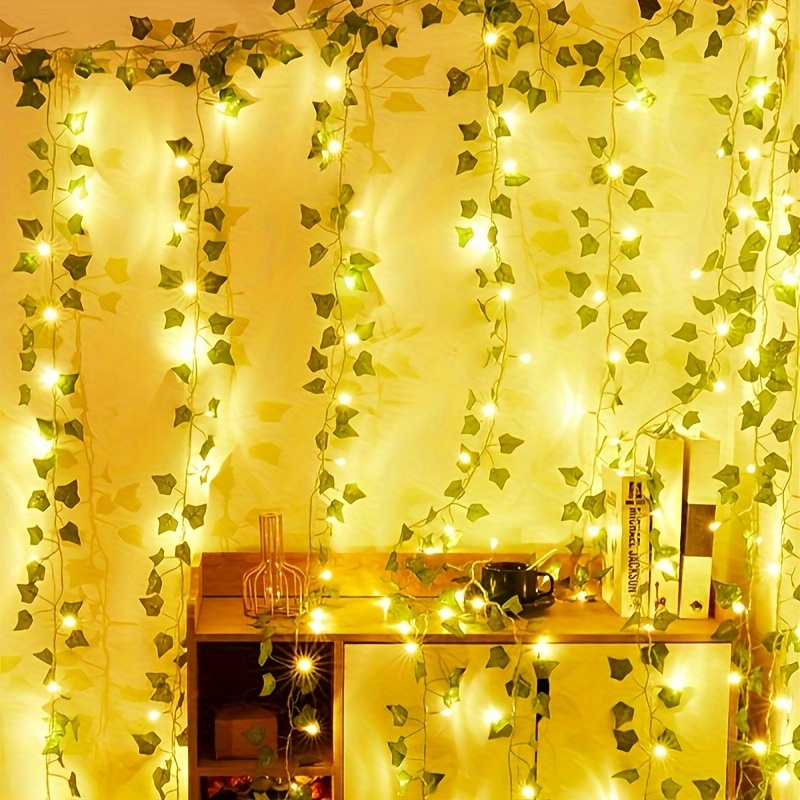 

1pc, Led Christmas Artificial Ivy Garland Fake Plants String Lights, 3x1m/9.84x3.28ft Vine Hanging Garland Ivy Foliage Leaves With Usb Powered, Bedroom Wall Decor Wedding Aesthetic Stuff (warm White)