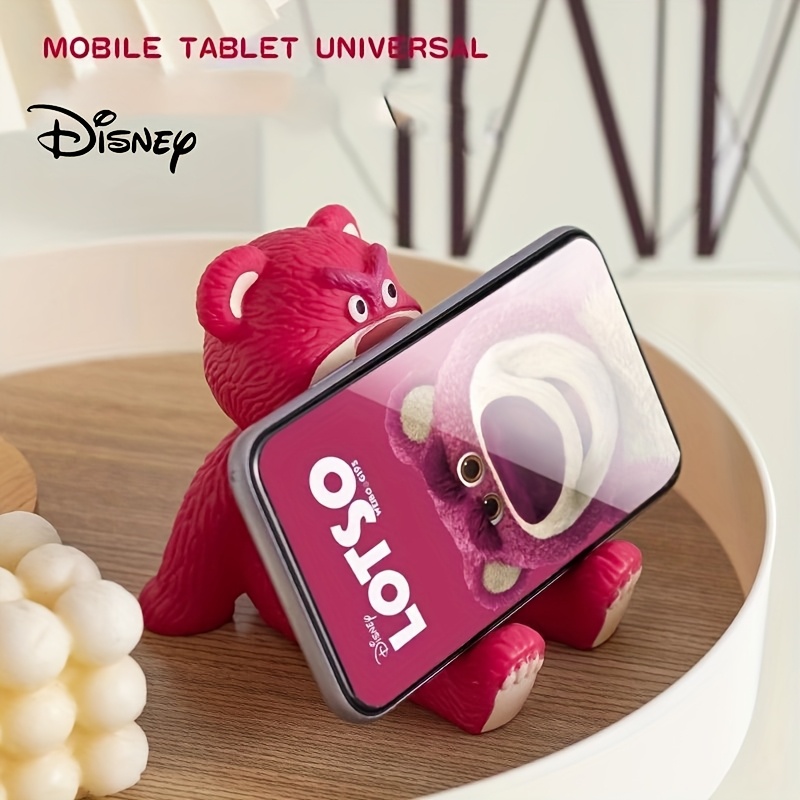 Disney Strawberry Bear Anime Phone Stand - Pink Strawberry Bear Design, No Power Needed, Durable Plastic Desktop Decor for Home Office, Perfect Gift for Christmas, Valentine'S Day, Thanksgiving, Easter, Halloween, Cute Phone Grip, Playful Design, Sturdy Construction, Best for Christmas, Perfect for Thanksgiving
