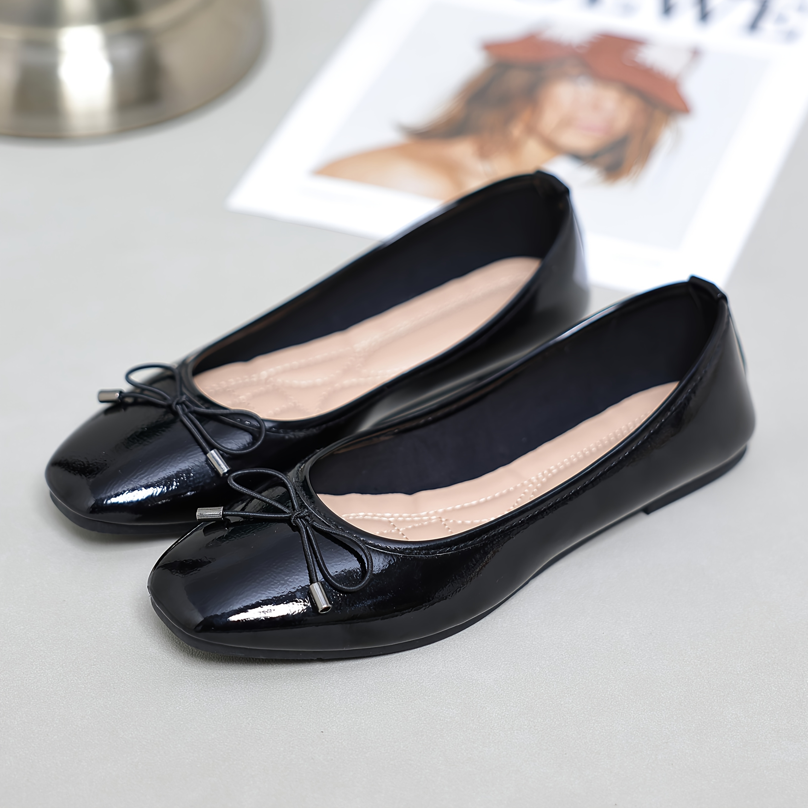 Image of Women' Toe Ballet Flats With Detail - Upper & Tpr Sole, Soft Cushioned - Lightweight - Slip- Sneakes Suitable For Dance, Casual Attire, Women Shoes Elegant Women Shoes Shoes