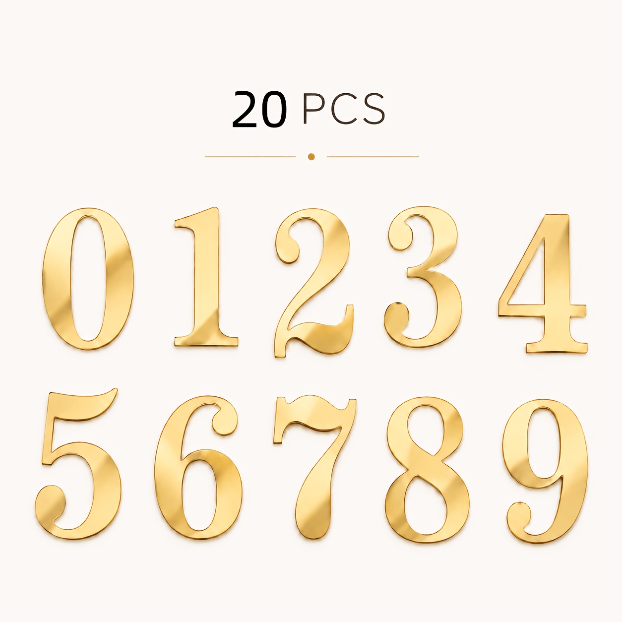 Image of 10/20pcs 0-9 Acrylic Number Cake Side Decor, Elegant Script Charms, Birthday Wedding Anniversary Cake Decor Supplies, Universal Dessert Ornaments For Baby Shower, Milestone Celebration