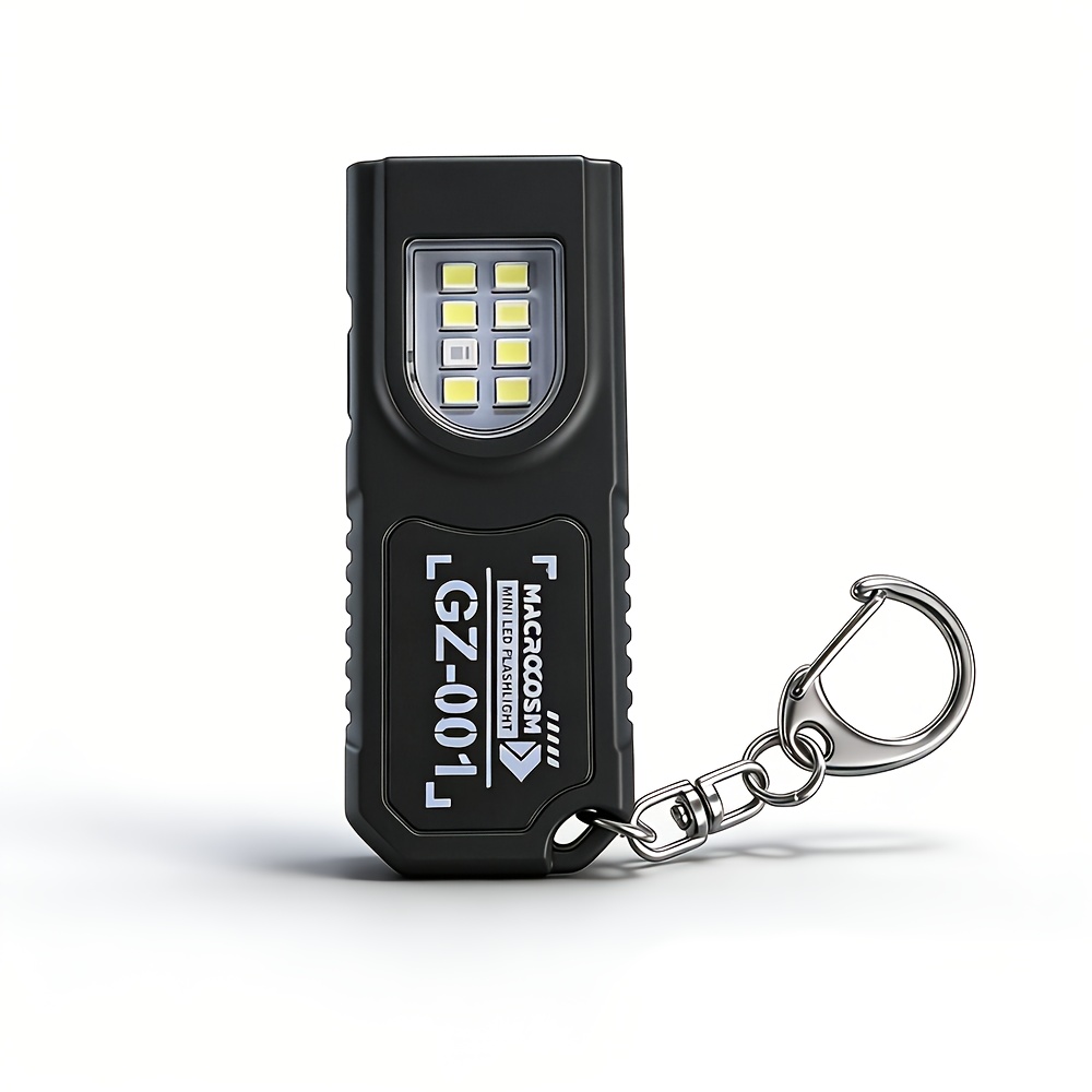 E-shop 1 Stück Mini Tragbare LED-Taschenlampe, Helle USB-Aufladbare Schlüsselanhängerlampe, Dual- Arbeitslampe mit Stiftclip, Ideal für Wandern,