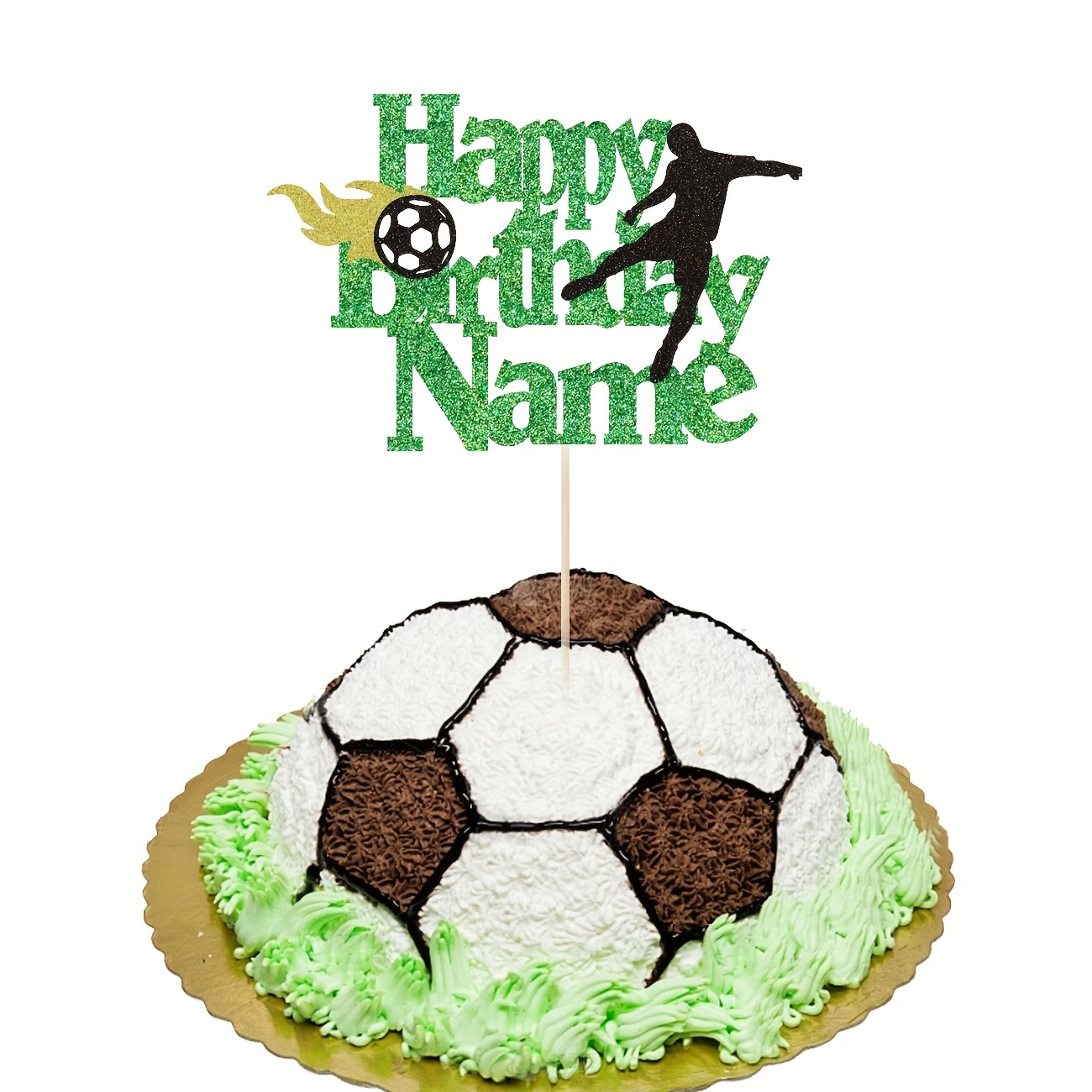 Customizable 1pc, Personalized Birthday Cake Decoration For Boys With , Football Happy Birthday Party Decoration Insert