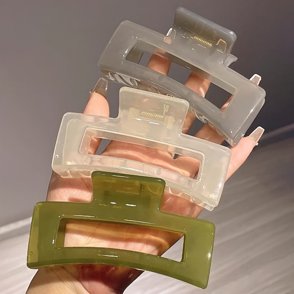 E-shop 3 Stk./. Große Leichte Plastik-Haarspangen in Gelee-Farbe, Modische Vielseitige Hochwertige Einfache Elegante Haaraccessoires in Unifarben für