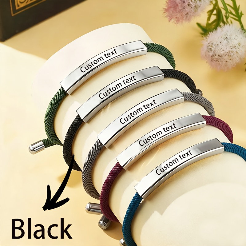 TEMU Customized Stainless Steel Bracelets/ropes, Engraved With Inspirational Texts, Names, Or Cautionary Quotes. Suitable For Men And Women, Perfect