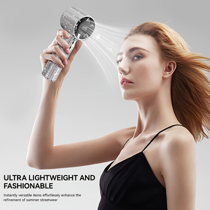  diamond portable fan portable handheld turbine fan 1 199 wind speed settings diamond handheld fan rechargeable with suitable for and outdoor activities color Product details 4