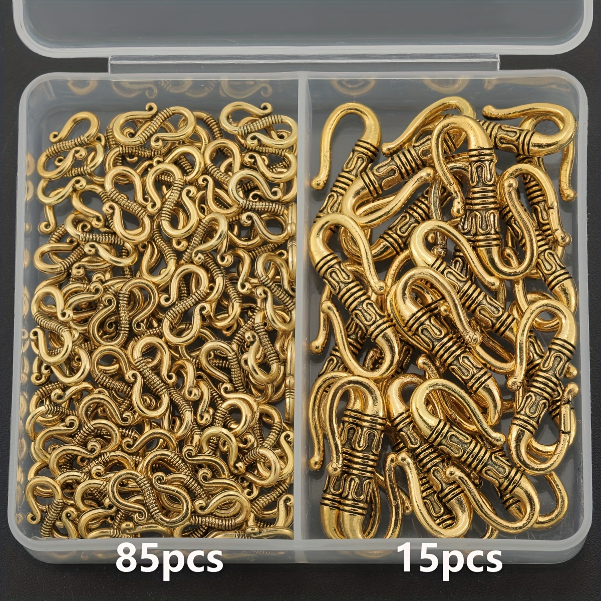 E-shop 100 Stück/Box Legierung S-förmige Verbindungsverschlüsse, ca. 22,3 mm x 10,8 mm Perlenverbinder, Titanstahl Halskettenverschlüsse,