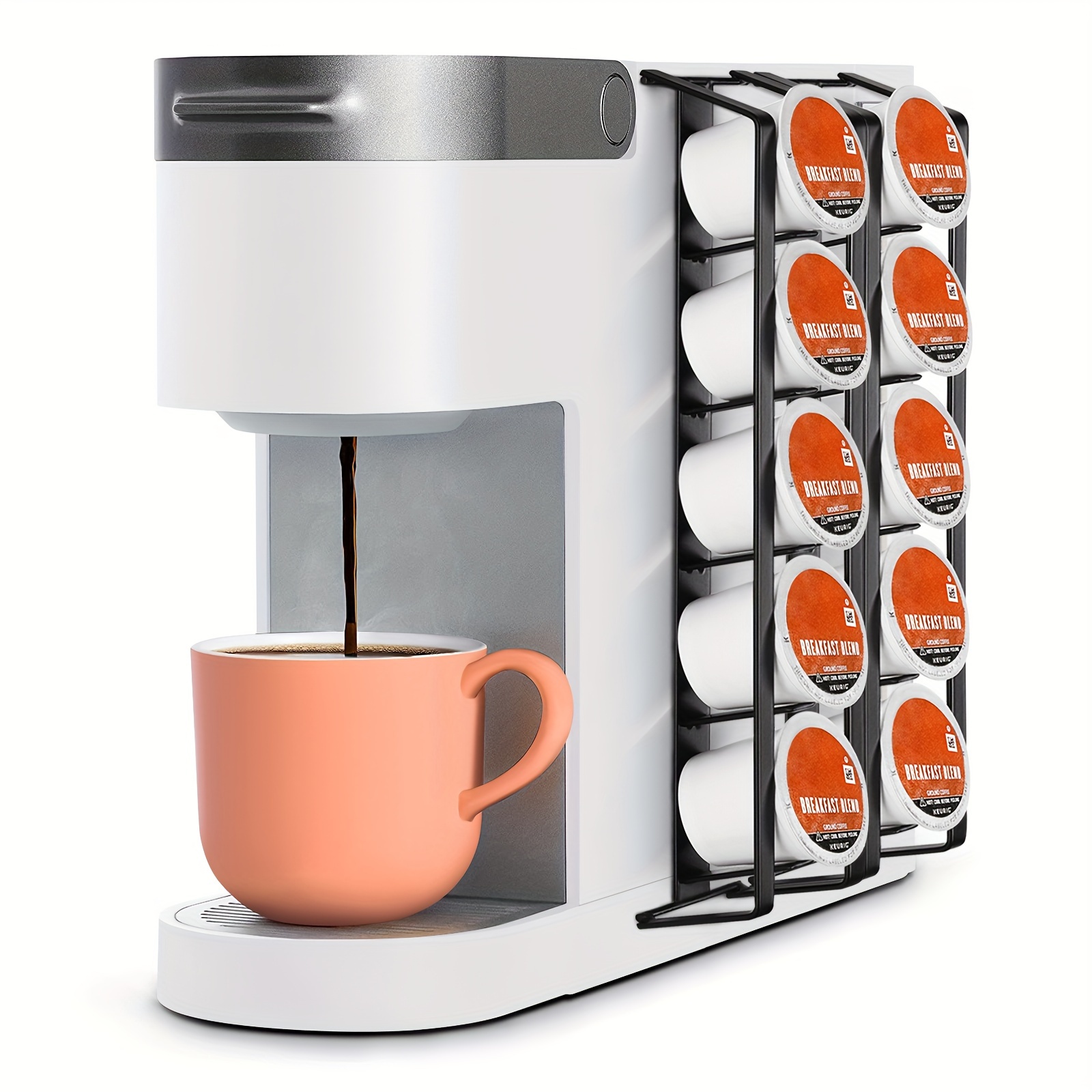 

Kes Adhesive Coffee Pod Holder, Side-mount K Cup Organizer, For 10 Pods, Matte Black, 2-pack, Tu001
