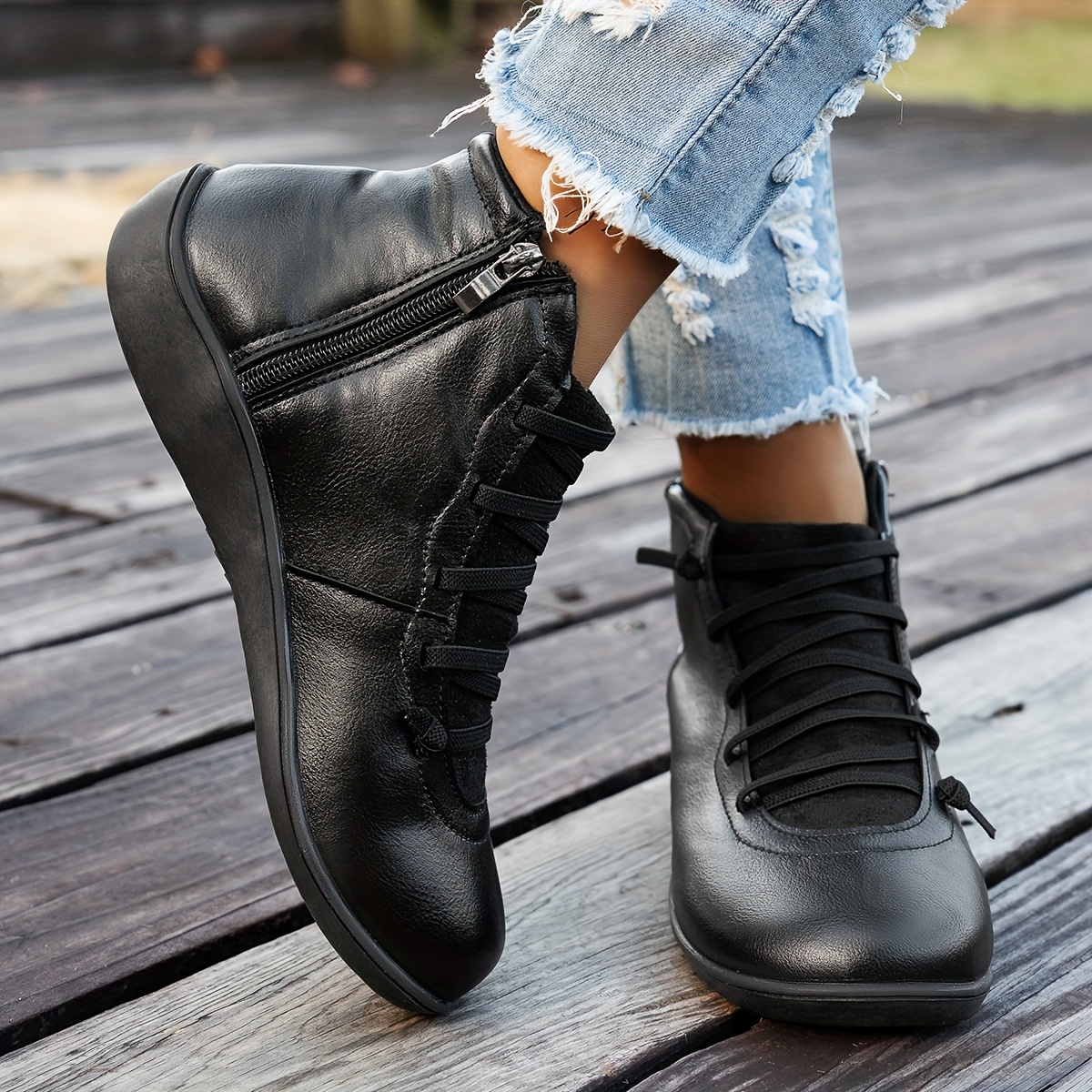 The Row Zip Front Zipper Ankle Booties Zip Front Womens Black Zip
