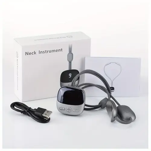 portable neck lymphatic massager with heating function 4 9 levels adjustable black gray perfect gift for men women and parents portable lymphatic massager control panel userfriendly interface lymphatic massage tools