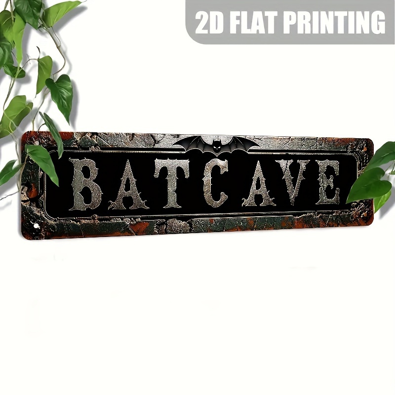 

Vintage Aluminium Batcave Sign: 2d Flat Printing, 15.7" X 3.9", Perfect For Halloween Decor, Room, Bathroom, Bar, Cafe, Garage, Farmhouse, Multi-purpose, English Language