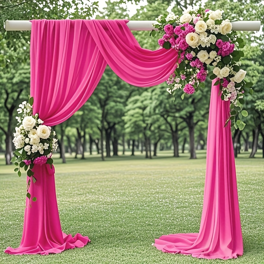 E-shop Heißrosa Hochzeitsbogen Drapierstoff, Heißrosa Chiffon Hochzeitsbogen Drapierstoffe, Geburtstag, Partydekorationen, Drapierstoff für Hintergrund