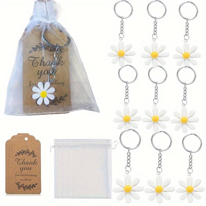 

30pcs Daisy Party Favor Set - Includes Charming Keychains, Organza Bags & Thank You Tags For Weddings, Showers, Birthdays & More Daisy Party Decorations Daisy Birthday Decorations