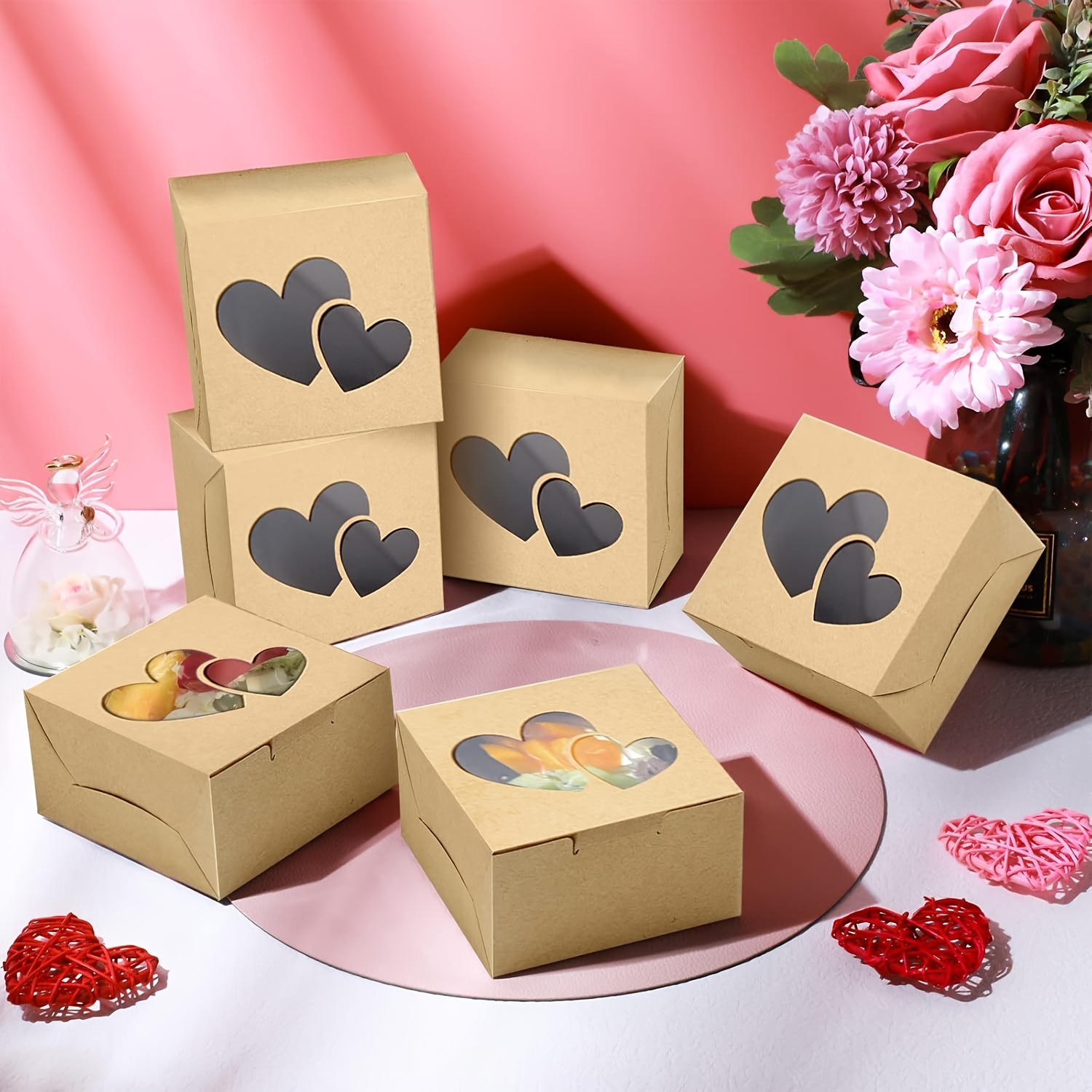 

25pcs -shaped Gift Boxes With Clear Window - Valentine's Day, Wedding Favors & Party