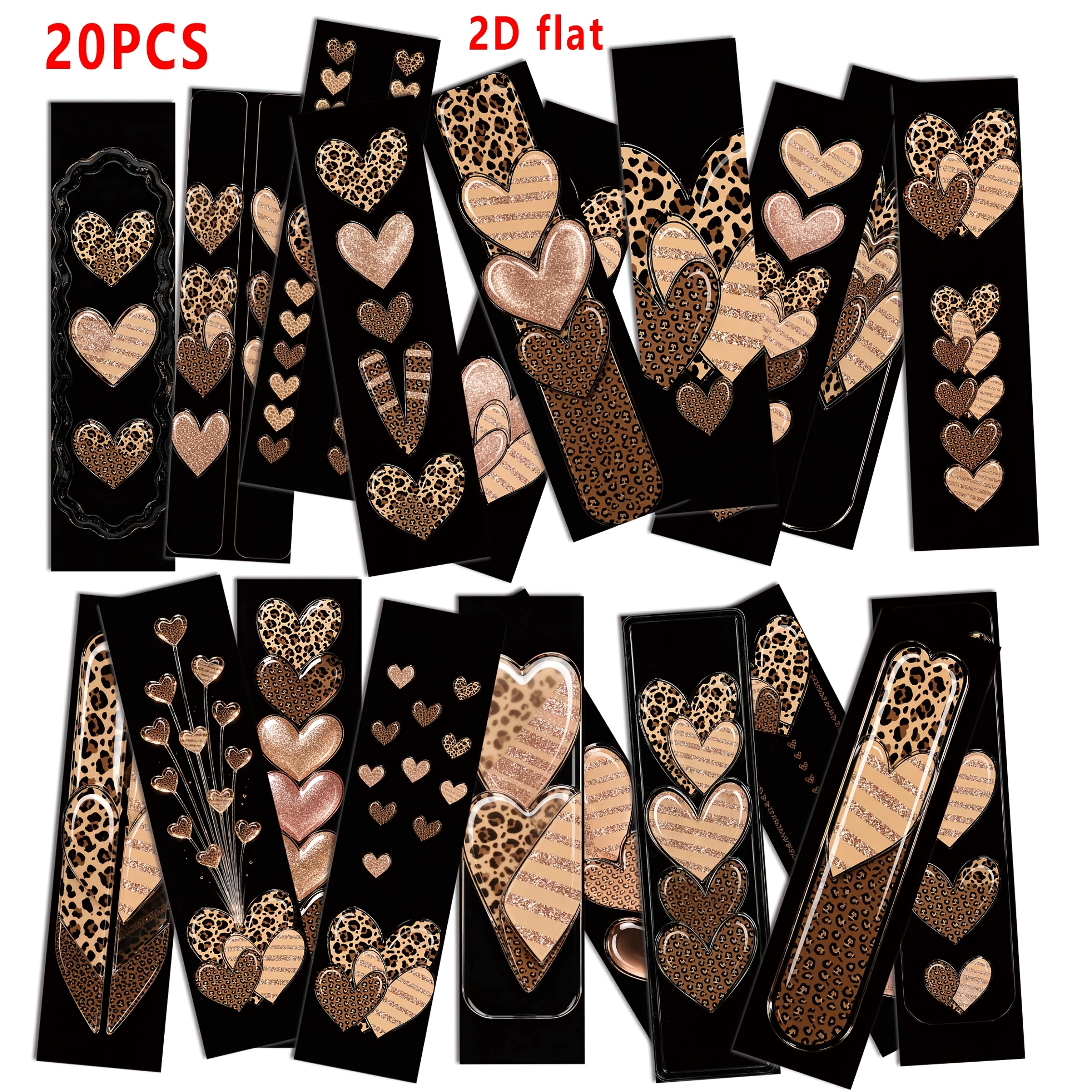 TEMU Ensemble de 20 marque-pages, motif cœur léopard, 2D plat, cadeau pour anniversaire, auteur, étudiant, professeur, ami, membre de club de lecture