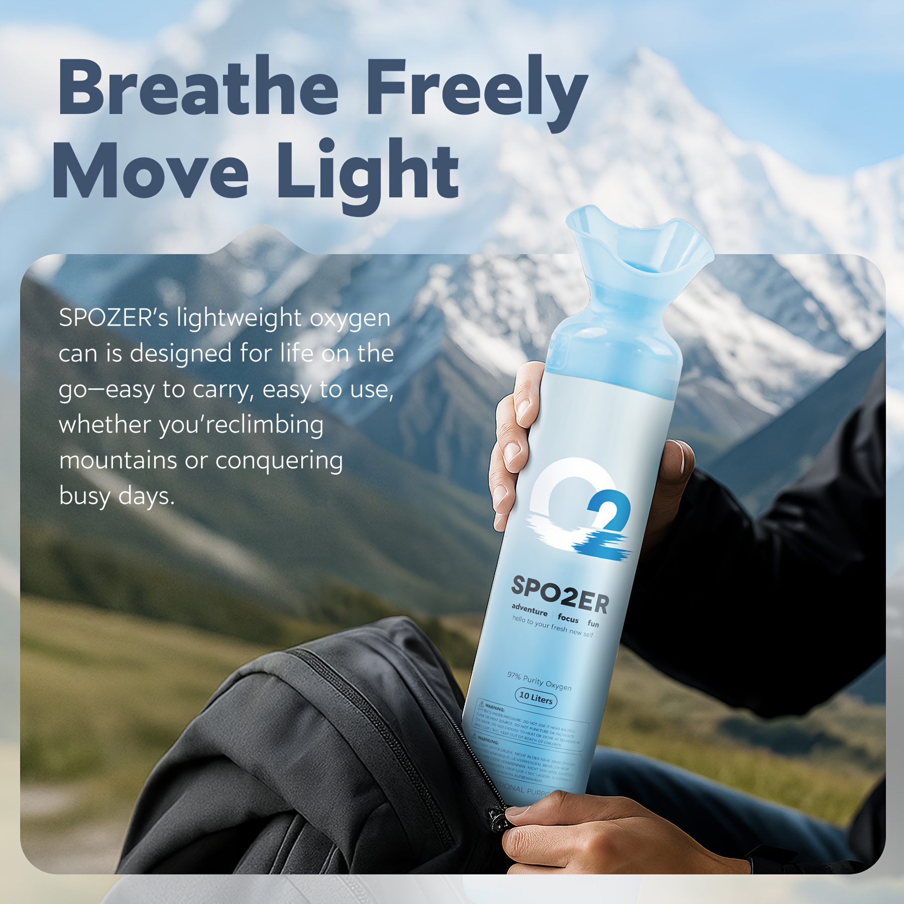 Spozer Oxygen Large Capacity Natural Oxygen Tanks (10L) | Portable Oxygen Tanks, Ideal for High Altitudes, Accelerate Recovery Time (3-Canister Pack)