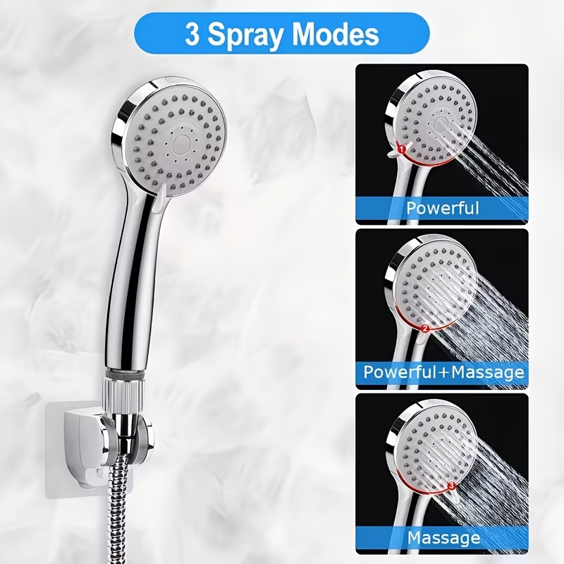 Shower Head, High Pressure Rainfall/Handheld Shower Combo With Extension Arm, 9 Settings, Anti-Leak Shower Head With Holder, Height/Angle Adjustable, Chrome, Matte Black