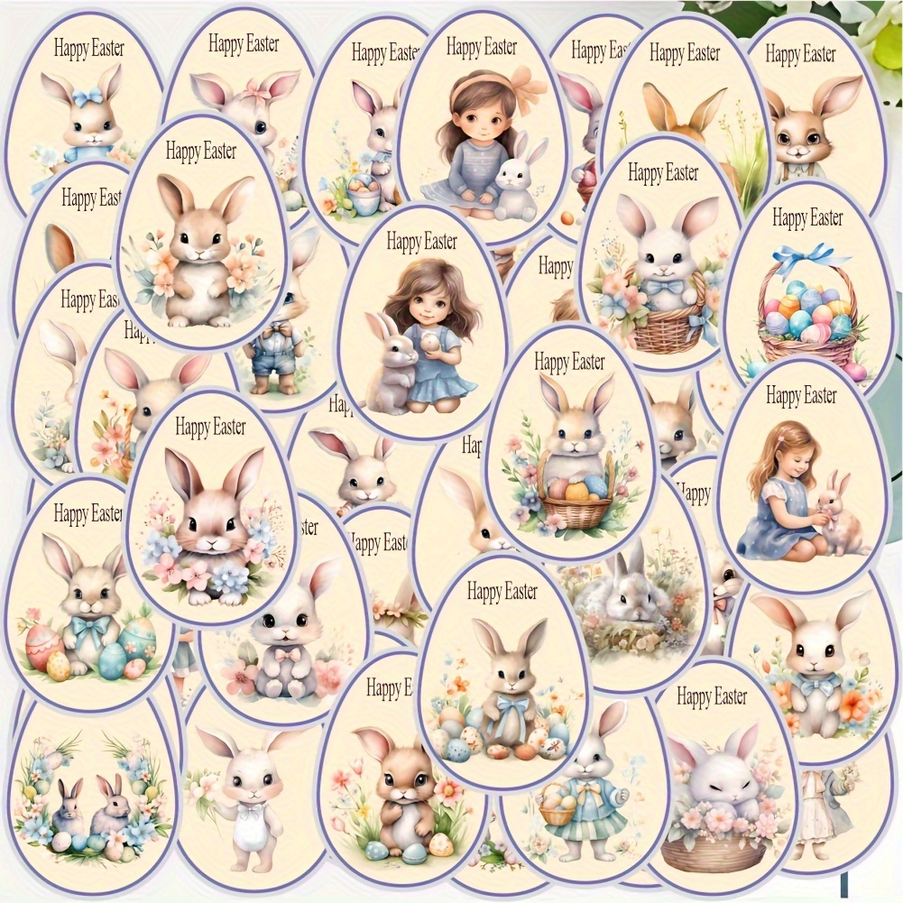 

48pcs Easter Bunny Stickers, Easter Egg Stickers, Phone Stickers, Water Cup Stickers, Phone Notebook Stickers