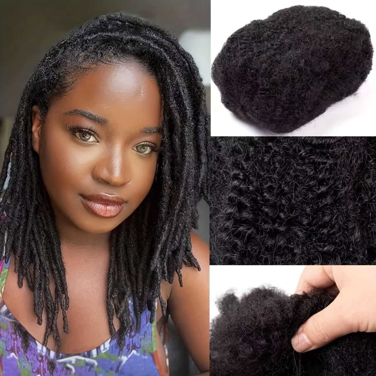 

Afro Kinky Bulk Human Hair 3pcs 1.06oz/pack 10 Inch Hair For Dreadlocks, Twists And Braids For Women Or Men Loc Extentions And Dyed For Valentine's Day Season