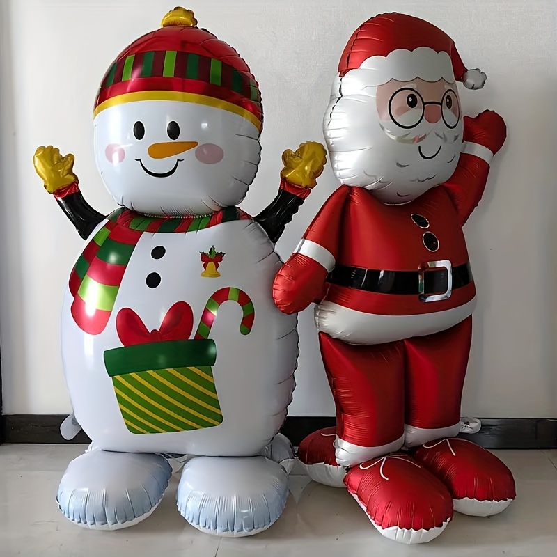 

2pcs 61" Santa & Snowman Inflatable Balloons - For Christmas, Halloween & Easter , Decorations