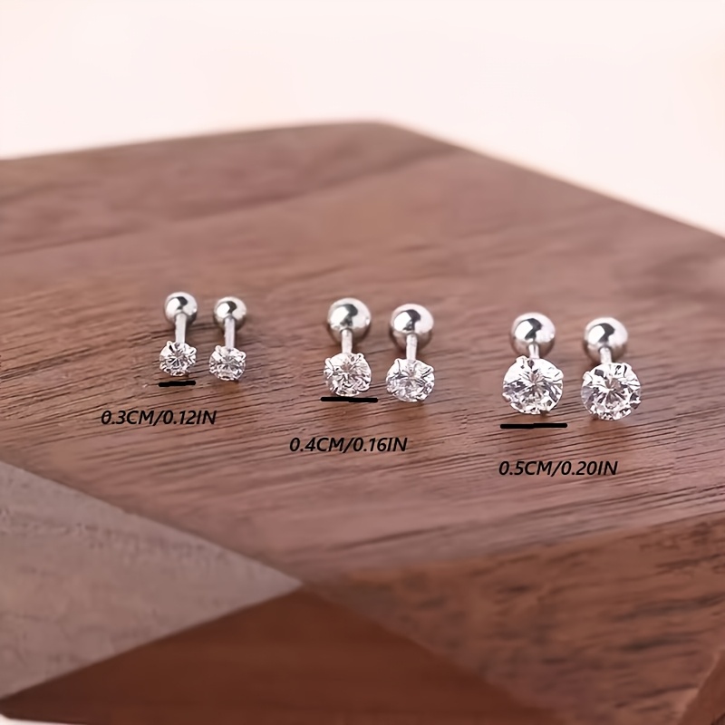 TEMU 6pcs M 4mm 5mm Purple Blue White Stainless Steel Low-allergy Screw-in Ear Bone Studs