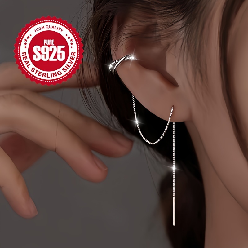 

S925 Silver Women's Unique Geometric Synthetic Zirconia Earrings, 1.5g, Hypoallergenic, Sold As A Pair, Simple And Fashionable.