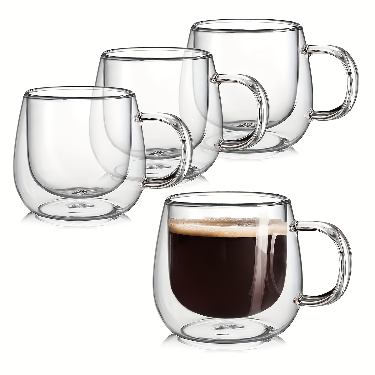 2 4 6pcs 300ml double layer glass coffee cup high - Temu United Arab  Emirates