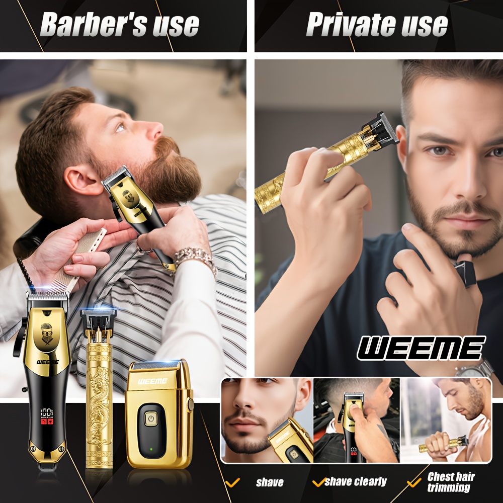 WEEME 3pcs Men's Wireless Hair Clipper Set, USB Rechargeable... product image 4
