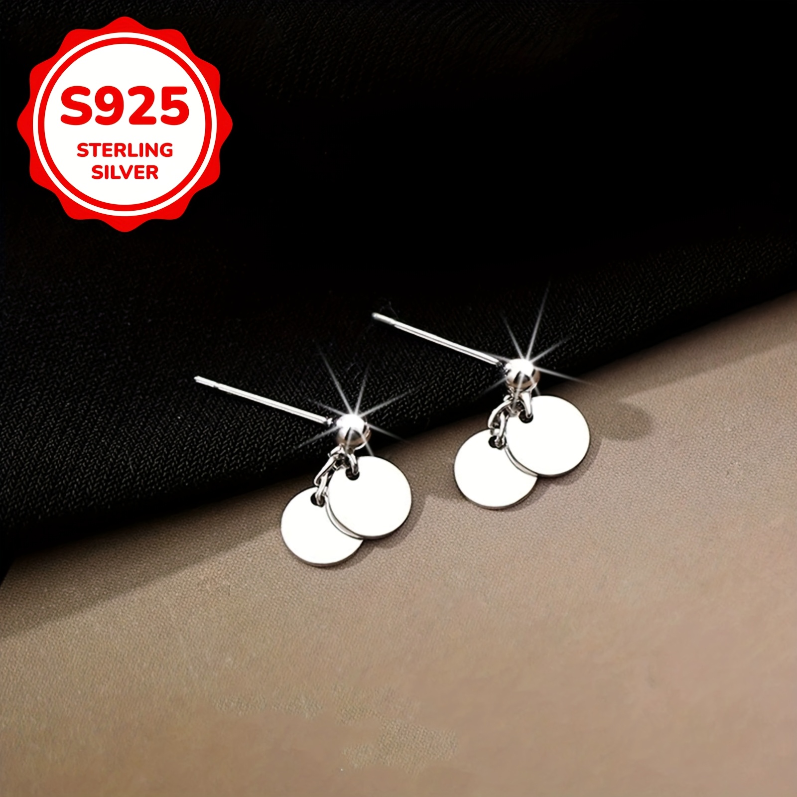 925 Silver Mini Round Disc Stud Earrings Lightweight Versatile